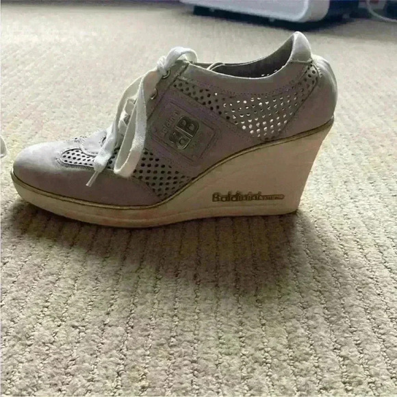 Baldinini Leather Sneaker Platform Shoe, nude lace up ankle boot, size 38 EUR - Picture 9 of 13